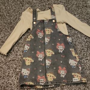 H&M x Hello Kitty Denim Printed Dress, Size 2T, Preowned But VGUC